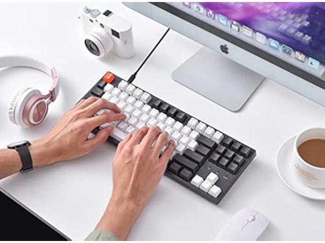 Keychron C1 87 Key TKL Wired Mechanical Keyboard for Mac Windows, 80% Layout Gateron Brown Switch White LED Backlit Double-Shot ABS Keycaps, USB-C...