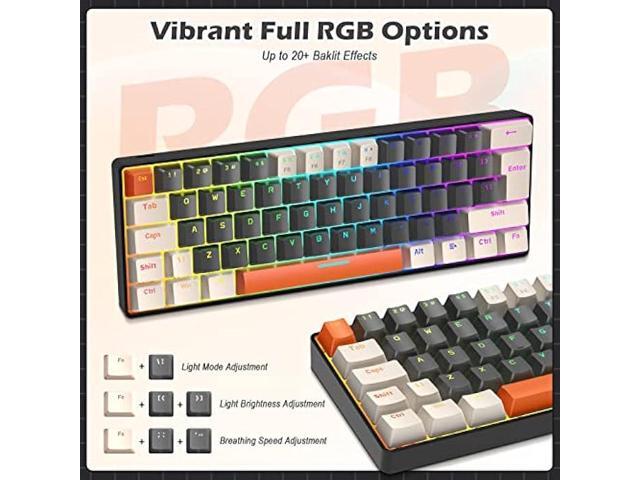 ZIYOU LANG RK-T60 Wired Mechanical Gaming Keyboard and Mouse Combo Portable with Rainbow Backlit 62Key NKRO 6400DPI RGB Honeycomb Mice Coiled...