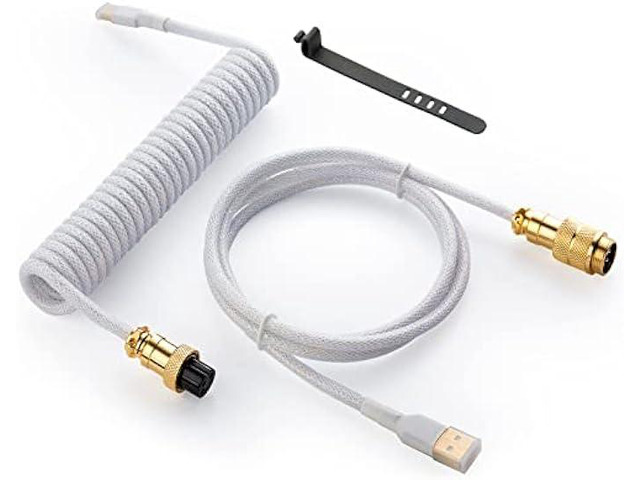 GUNMJO Starlight Coiled USB C Keyboard Cable for Gaming Keyboard, Double-Sleeved Mechanical Keyboard Cable with Detachable Metal Aviator, 1.5M...