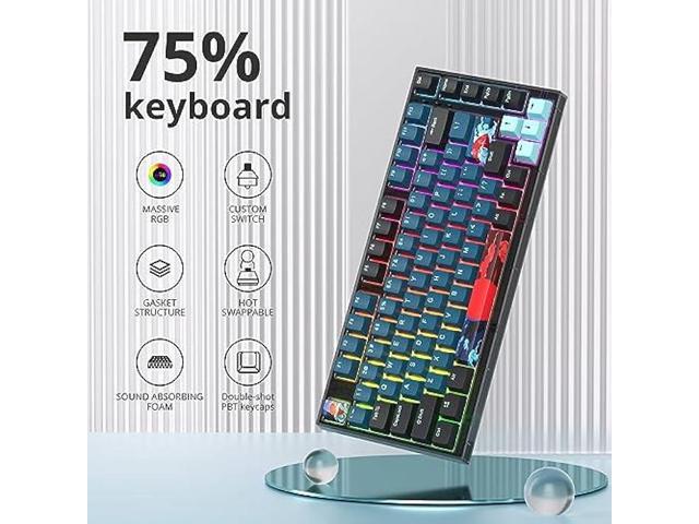 Guffercty kred 75% Percent Keyboard Gasket Mount, Hot-swappable RGB Mechanical Gaming Keyboard Programmable with Quiet Pre-lubed switches for...