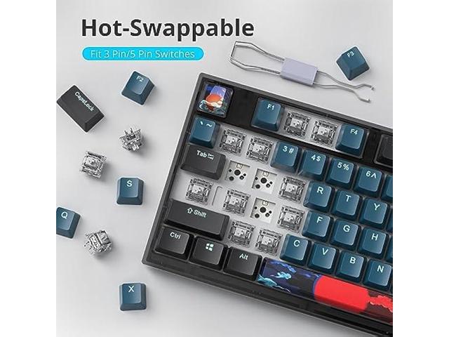 Guffercty kred 75% Percent Keyboard Gasket Mount, Hot-swappable RGB Mechanical Gaming Keyboard Programmable with Quiet Pre-lubed switches for...
