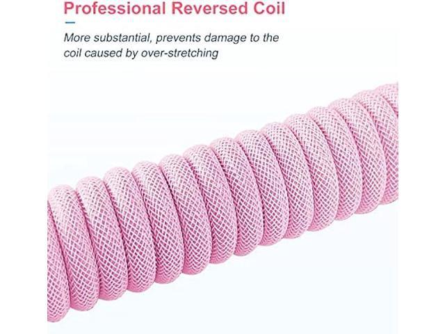 UCINNOVATE Coiled Keyboard Cable, Pro Custom Coiled USB C Cable for Gaming Keyboard, Double-Sleeved Mechanical Keyboard Cable with Detachable Metal...