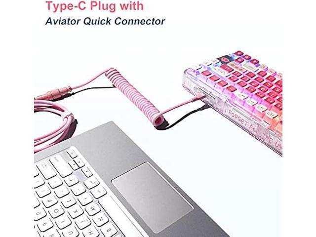 UCINNOVATE Coiled Keyboard Cable, Pro Custom Coiled USB C Cable for Gaming Keyboard, Double-Sleeved Mechanical Keyboard Cable with Detachable Metal...