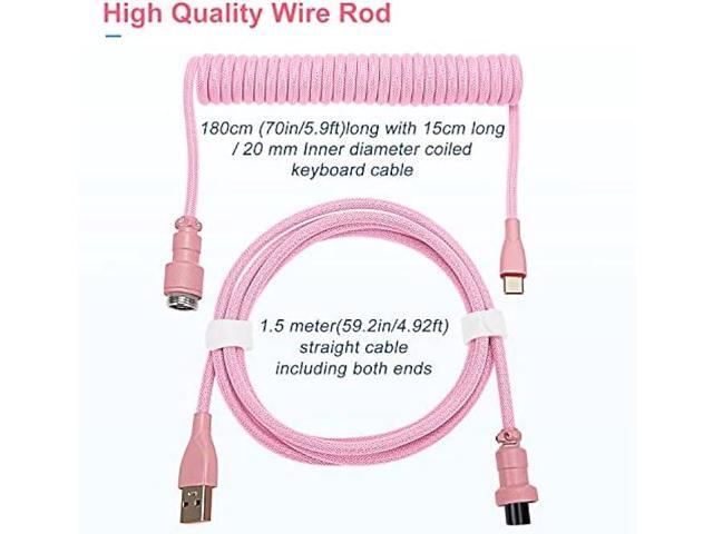 UCINNOVATE Coiled Keyboard Cable, Pro Custom Coiled USB C Cable for Gaming Keyboard, Double-Sleeved Mechanical Keyboard Cable with Detachable Metal...