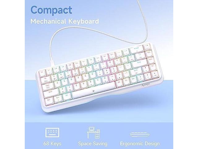 KEMOVE K68se 60% Gaming Mechanical Keyboard RGB Backlit,Linear Red Switch,Ultra-Compact 68 Key Keyboard,White