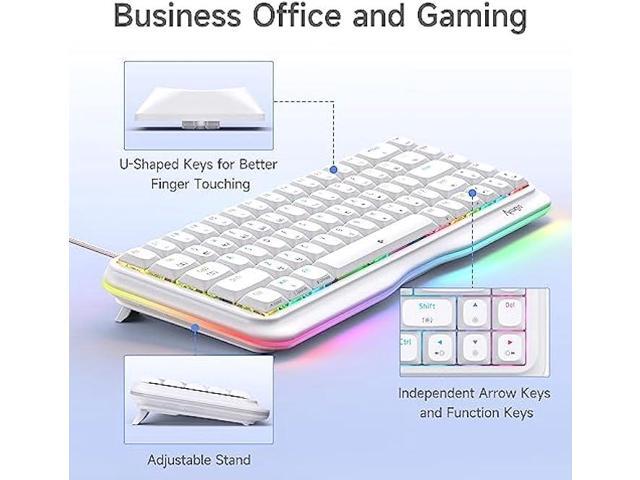 KEMOVE K68se 60% Gaming Mechanical Keyboard RGB Backlit,Linear Red Switch,Ultra-Compact 68 Key Keyboard,White