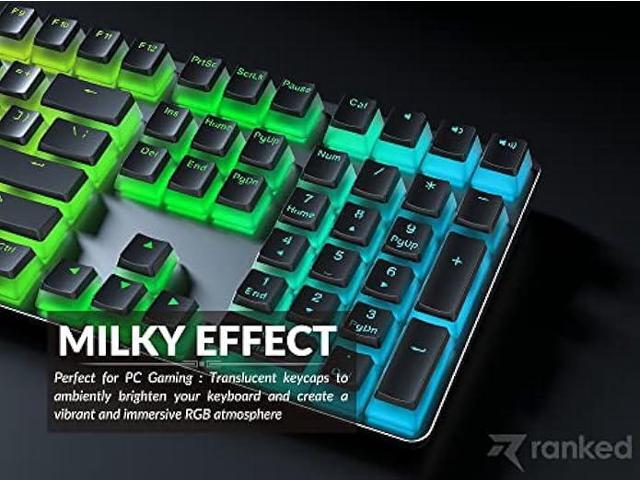 Ranked Pudding PBT Keycaps 112 Double Shot Translucent ANSI US & ISO Layout OEM Profile for RGB Mechanical Gaming Keyboard (Black)