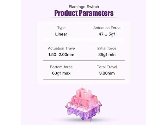 EPOMAKER Flamingo 35 Pieces 47gf Linear Mechanical Keyboard Switches Set, 35gf Initial Force Factory Lubed Switch with POM Stem, Dual Spring, PC...