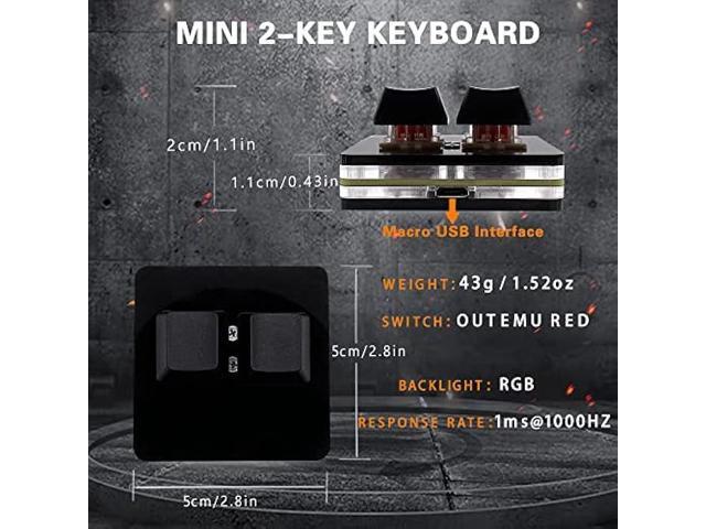BTXETUEL NONO OSU keypad 2-Key Red axis Gaming USB Keyboard,Hotswap Mechanical Keyboard,Mini Mechanica RGB keypad for macros and Rhythm Games.
