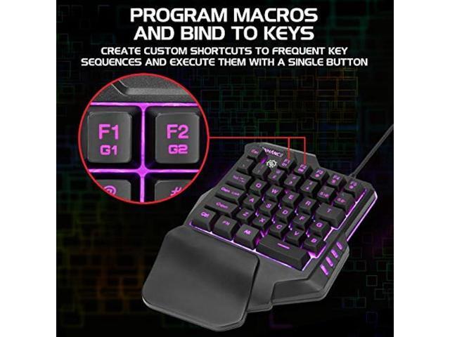 ENHANCE Gaming Keypad One Handed Gaming Keyboard Mini Keyboard - 7 Color LED Backlit, Programmable Keys, Ergonomic Wrist Pad and Braided USB Cable...