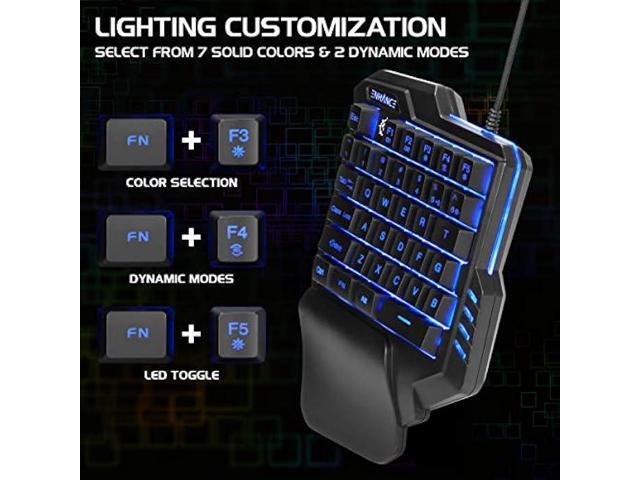 ENHANCE Gaming Keypad One Handed Gaming Keyboard Mini Keyboard - 7 Color LED Backlit, Programmable Keys, Ergonomic Wrist Pad and Braided USB Cable...