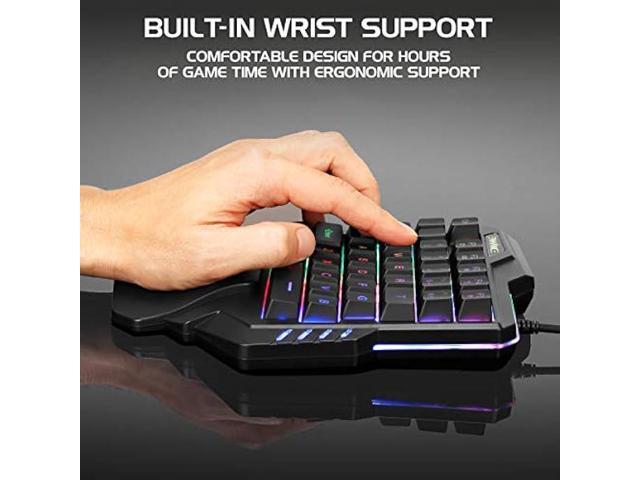 ENHANCE Gaming Keypad One Handed Gaming Keyboard Mini Keyboard - 7 Color LED Backlit, Programmable Keys, Ergonomic Wrist Pad and Braided USB Cable...