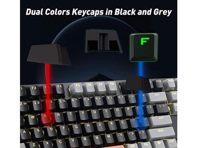 E-YOOSO Z-14 Mechanical Gaming Keyboard Brown Switches 104 Key, Full-Size Computer Keyboards, Solid Yellow Backlit Keyboard for PC Gamer, Black & Grey