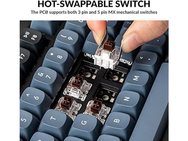 Keychron V1 Wired Custom Mechanical Keyboard Knob Version, 75% Layout QMK/VIA Programmable with Hot-swappable Keychron K Pro Brown Switch...