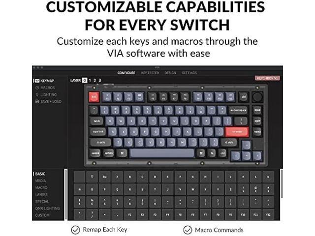 Keychron V1 Wired Custom Mechanical Keyboard Knob Version, 75% Layout QMK/VIA Programmable with Hot-swappable Keychron K Pro Brown Switch...