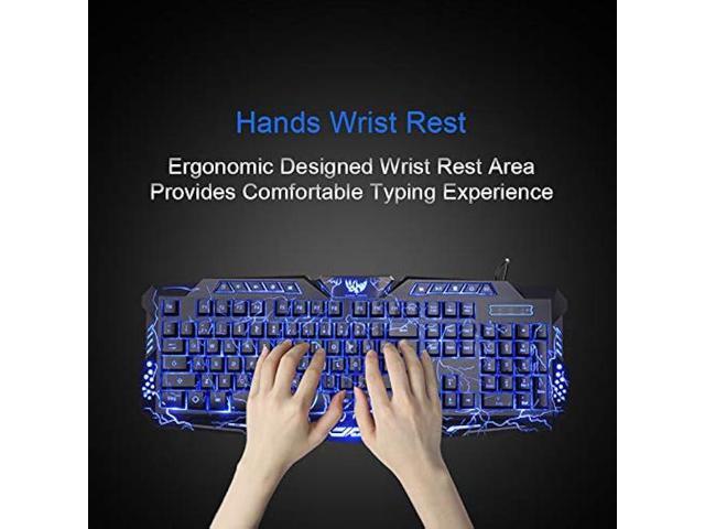 BlueFinger Gaming Keyboard and Mouse,USB Wired Backlit Gaming Mouse and Keyboard Combo,Letters Glow, 3 Color Crack Backlit,Illumination Keyboard...