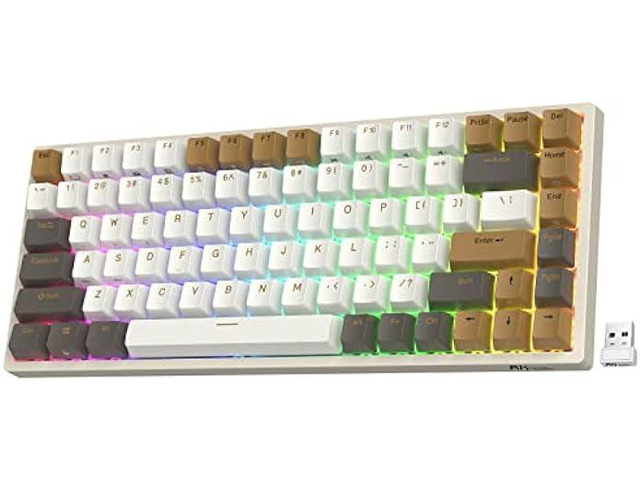 RK ROYAL KLUDGE RK84 RGB Limited Ed, 75% Triple Mode BT5.0/2.4G/USB-C Hot Swappable Mechanical Keyboard, 84 Keys Wireless Bluetooth Gaming...