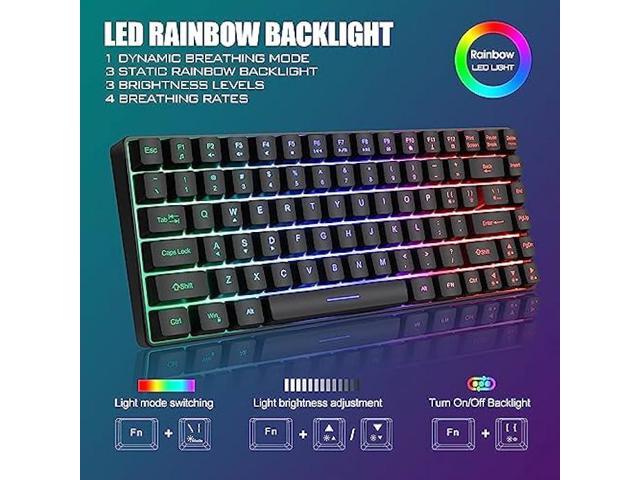 RedThunder K84 Wireless Keyboard and Mouse Combo, Rainbow LED Backlit Rechargeable Battery, 75% Layout 84 Keys TKL Ultra Compact Gaming Keyboard &...