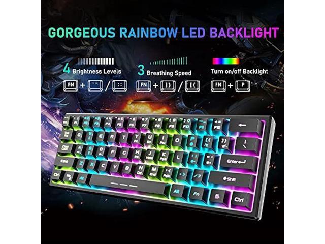 ZIYOU LANG T61 Wireless Gaming Keyboard and Mouse Combo with Ergonomic 61 Key Rainbow LED Backlight Anti-ghosting Mechanical Feel Rechargeable...