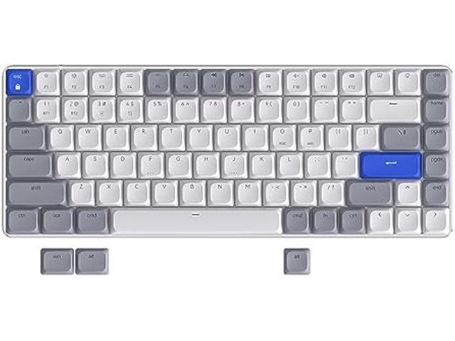 AUSDOM Wireless Bluetooth 75% Mechanical Keyboard: Compact Multi-Device Rechargeable Backlit Gaming Keyboard with 84-Key Layout, White Backlight,.