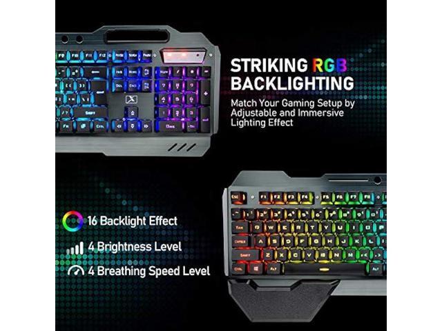 Wireless Gaming Keyboard and Mouse with Rainbow LED 16RGB Backlit Rechargeable 4800mAh Battery Metal Panel Mechanical Ergonomic Feel Waterproof...