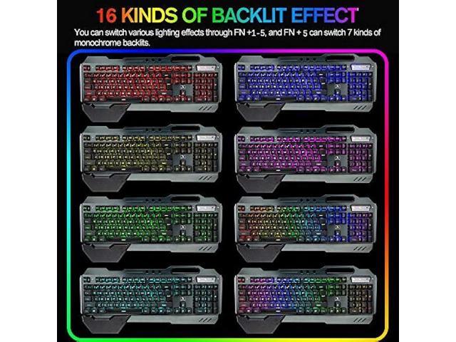 Wireless Gaming Keyboard Mouse Bluetooth Headset Kit with 16 RGB Backlit Rechargeable Battery Metal Mechanical Ergonomic Waterproof Dustproof...