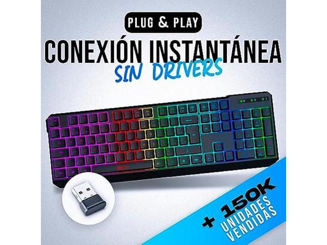 KLIM Chroma Wireless - Teclado inalámbrico Gaming - Nuevo 2023 - Teclado Gaming Ligero, Duradero, resiste al Agua, ergonómico, silencioso - Teclado...