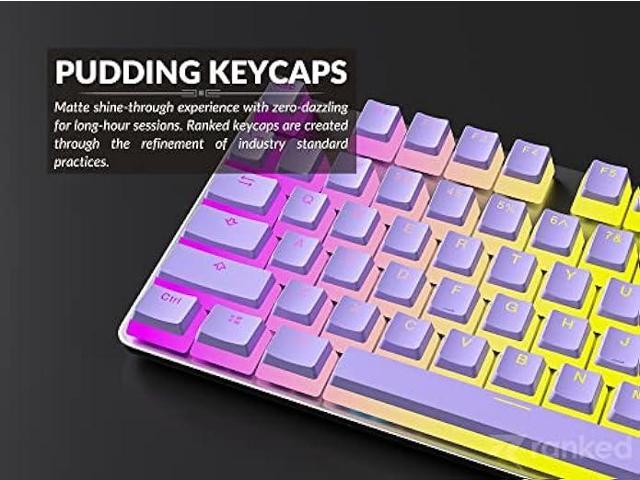 Ranked Pudding v2 PBT Keycaps 145 Double Shot Translucent ANSI US & ISO Layout OEM Profile for Full Size, TKL, 75%, 65% and 60% RGB Mechanical...