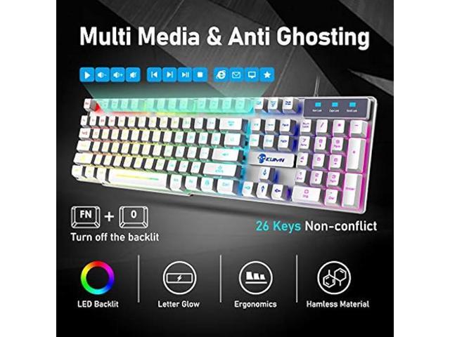 RGB Gaming Keyboard and Mouse Combo with Rainbow LED Backlight USB Wired Mechanical Feel Anti-ghosting Ergonomic Waterproof Letter Glow RGB Mute...