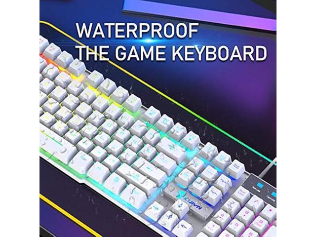 RGB Gaming Keyboard and Mouse Combo with Rainbow LED Backlight USB Wired Mechanical Feel Anti-ghosting Ergonomic Waterproof Letter Glow RGB Mute...