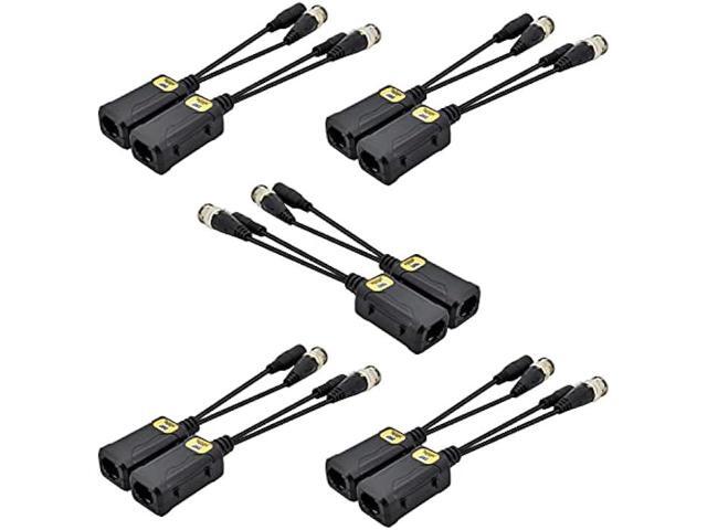 5 Pairs 8MP/4K Passive HD BNC Video Power Balun Transceiver Transmitter Via UTP RJ45 Cable AHD/TVI/CVI/CVBS Cable Connectors for.