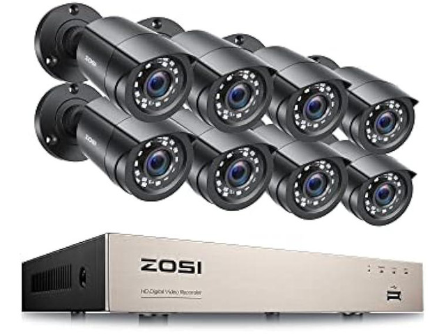 ZOSI 3K Lite 8CH Home Security Camera System Outdoor Indoor, AI Human/Vehicle Detection, Night Vision, H.265+ 5MP Lite 8 Channel CCTV DVR, 8pcs...