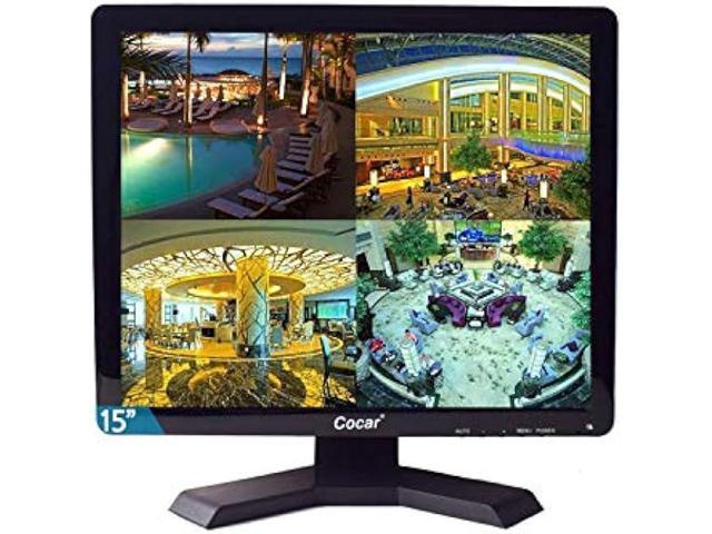15 CCTV BNC Monitor VGA HDMI AV, 4:3 HD Display LCD Security Screen with USB Drive Player for Surveillance Camera STB PC 1024x768 Resolution.