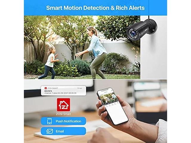 ZOSI 8CH Home Security Camera System Outdoor,5MP-Lite 8Channel H.265+ CCTV DVR and 8 x 1080p 2MP Weatherproof Surveillance Bullet Dome Cameras,80ft...