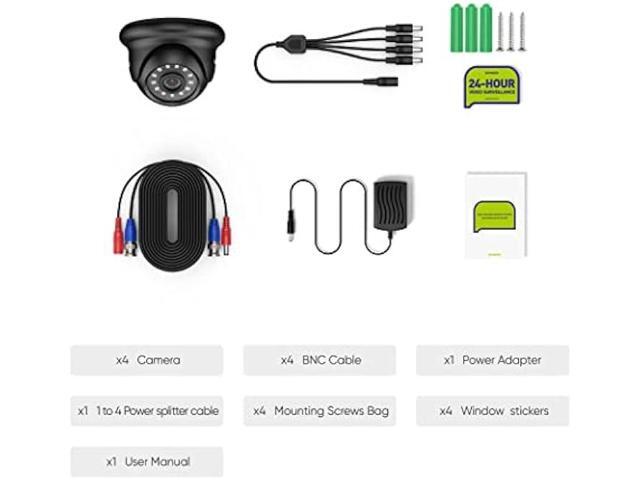 SANNCE 1080p Wired Home Security Camera with EXIR Night Vision, IP66 Waterproof for Outdoor Indoor Video Surveillance 4Pcs