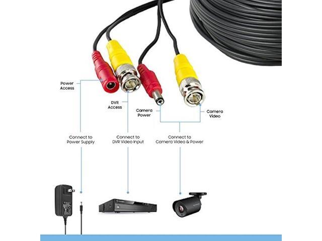 Amcrest 4-Pack 60 Feet Pre-Made All-in-One Siamese BNC Video and Power CCTV Security Camera Cable with Two Female Connectors for 960H & HD-CVI...