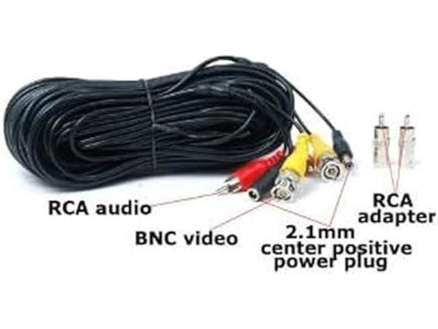 VideoSecu 50ft Audio Video Security Camera BNC Power Cable Pre-Made All-in-One Extension Wire Cord with BNC RCA Connectors for CCTV Surveillance...