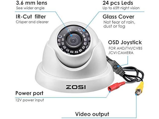 ZOSI 1080P FULL HD 4-in-1 TVI/CVI/AHD/CVBS Security Camera 1920TVL Outdoor Indoor Day Night Surveillance CCTV Dome Camera for HD-TVI, AHD, CVI, and...