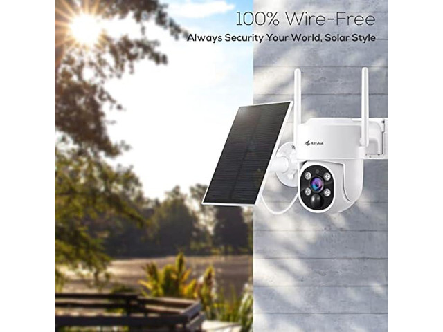 Kittyhok PT Solar Camera Security Outdoor 2K FHD Security Camera Wireless Ourdoor, Solar Battery Powered, Color Night Vision, Smart Detection,...