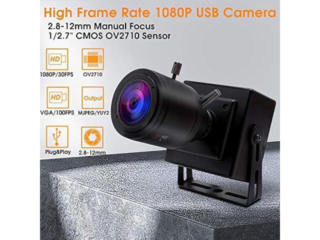 SVPRO1080P USB Zoom Camera with 2.8-12mm Manual Lens,HD Mini Camera 100fps/60fps/30fps CMOS OV2710 Portable USB Camera with Metal Casing & Bracket,...