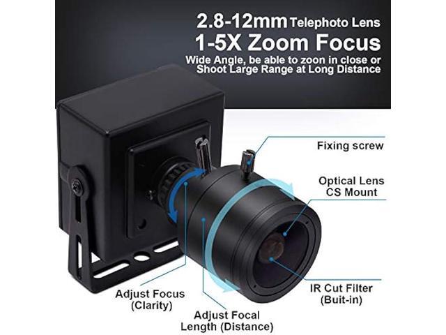 SVPRO1080P USB Zoom Camera with 2.8-12mm Manual Lens,HD Mini Camera 100fps/60fps/30fps CMOS OV2710 Portable USB Camera with Metal Casing & Bracket,...