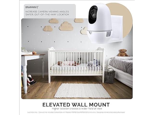 Adhesive Wall Mount for Nooie Cam 360 Baby Monitor Camera Shelf Holder, Easy to Install, No Tools Needed, No Mess, No Drilling, Strong Mount, White...