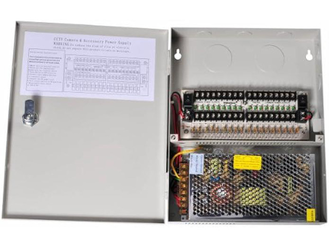 VideoSecu 18 Channel Port Output 12V DC PTC Fuse Distributed Power Supply Box for Security Cameras CCTV Home Surveillance System C52