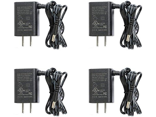 VideoSecu 4 Pack 12V DC 500mA Regulated Power Supplies AC to DC Power Adapters for Security Camera CCTV DVR Surveillance System WVV