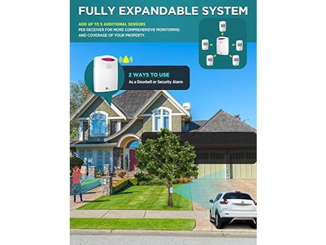 Driveway Alarm Wireless Outside, 1byone Motion Sensor Alarm 1000 FT Range Extra Loud Chimes Home Security Alarm System with 1 Receiver 2...