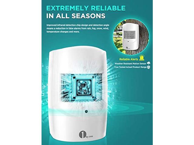 Driveway Alarm Wireless Outside, 1byone Motion Sensor Alarm 1000 FT Range Extra Loud Chimes Home Security Alarm System with 1 Receiver 2...