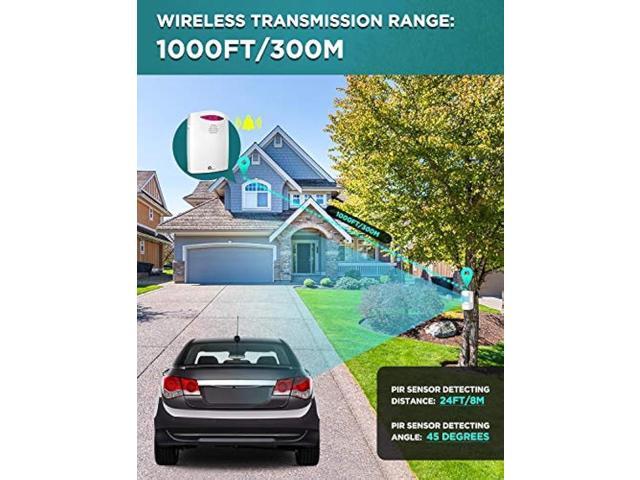 Driveway Alarm Wireless Outside, 1byone Motion Sensor Alarm 1000 FT Range Extra Loud Chimes Home Security Alarm System with 1 Receiver 2...