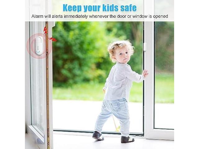 SanJie Door Alarm for Kids Safety, 0-120 Db Volume Ajustable, Wireless Door Alarms with Remote for Home /Kids Safety/Dementia Patients/Pool...