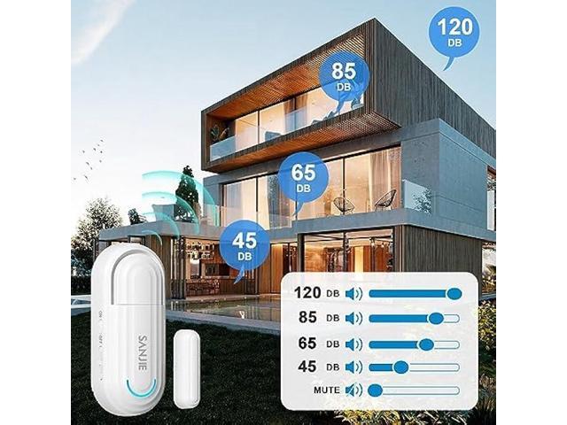 SanJie Door Alarm for Kids Safety, 0-120 Db Volume Ajustable, Wireless Door Alarms with Remote for Home /Kids Safety/Dementia Patients/Pool...