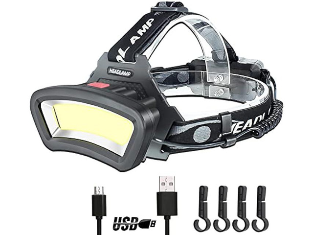 DARKBEAM COB Floodlight Headlamp USB Rechargeable with Red Light, 2000 Lumen LED Headlight - Car Maintenance and Night Construction 6-10 Hours Long...